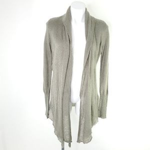 White + Warren Sheer Light Weight Open Front Cardigan Sweater Taupe Tan sz M